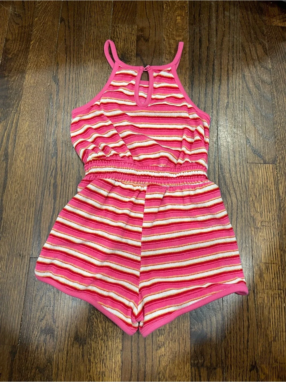 Old Navy Girls Pink Striped Romper size 6/7